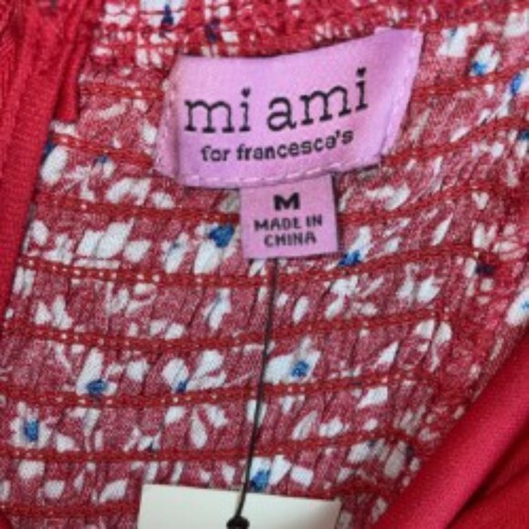 MI AMI FOR FRANCESCA'S FLORAL MIDI DRESS-SLIT FRONT RED, WHITE, BLUE SIZE M NWT - Picture 2 of 9